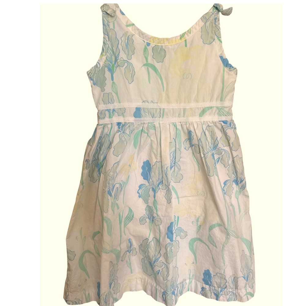 Lilly Pulitzer "Bloomin Irises" white label sundress pastel floral shoulder bow